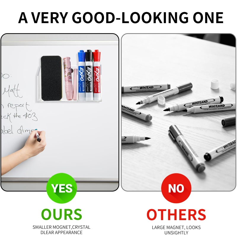 Lingshare Acrylic Magnetic Marker Holder For Whiteboard Dry Erase Marker Holder For Office Refrigerator Fridge Classroom Must (Acrylic) - Image 5