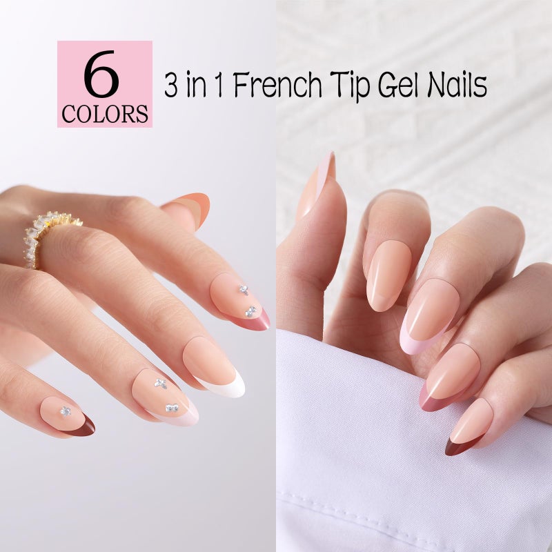 Jsiallye 6 Packs 180pcs French Tip Press on Nails Short Almond - French Soft Tip Nails Gel Pre-shaped No File Need,Soak Off Acrylic Fake Nails Extensions for Women Nail Art DIY 15 Sizes - Image 3