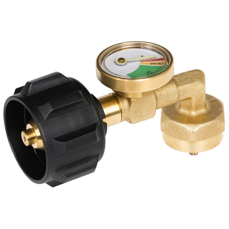GASPRO Propane Refill Adapter with Gaugeï¼Œ Fill 1 Pound Bottles from 20lb Tank, Easy to Use, Solid Brass - Image 1