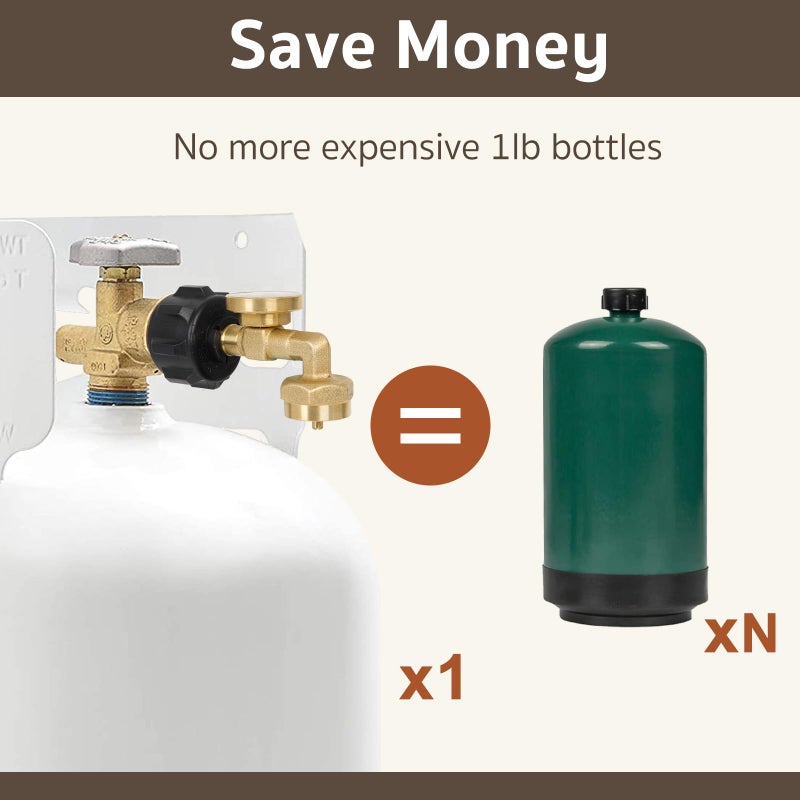GASPRO Propane Refill Adapter with Gaugeï¼Œ Fill 1 Pound Bottles from 20lb Tank, Easy to Use, Solid Brass - Image 2