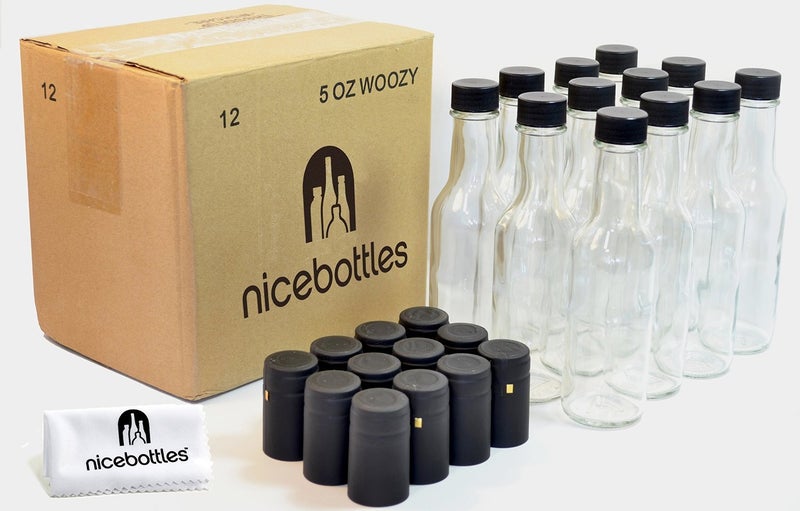nicebottles Clear Glass Woozy Bottles with Shrink Capsules  5 Oz  Case of 12 - Image 2