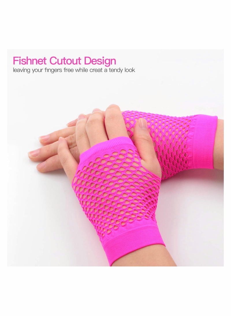 Fingerless Fishnet Gloves,Wrist Gloves for Girls 80s Theme Party Custome (12 Pairs) - Image 2