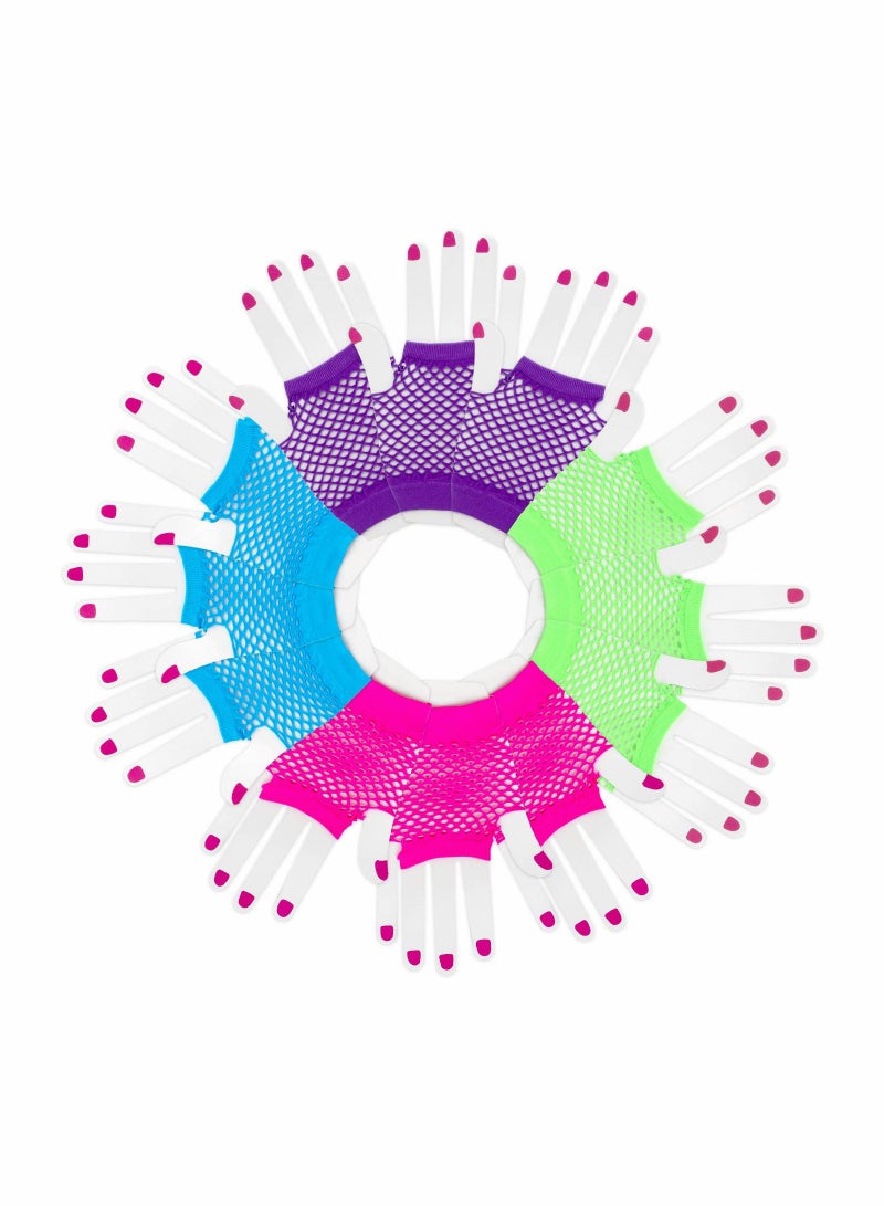 Fingerless Fishnet Gloves,Wrist Gloves for Girls 80s Theme Party Custome (12 Pairs) - Image 1