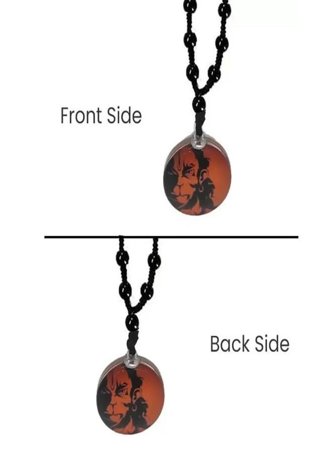 Ervio Lord Hanuman Pendant for Men & Boys | Black Beads Chain with Bajrang Bali Locket | Spiritual Necklace for Good Health, Wealth & Protection - Image 3