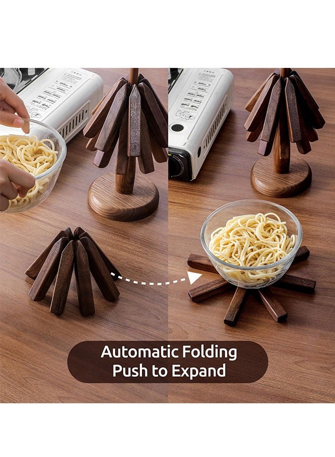 Muyixin 3 in 1 Hot Pan & Pot Pad Wooden Trivets Coaster, Heat Resistant Base Stand (Black Walnut)  - Image 3