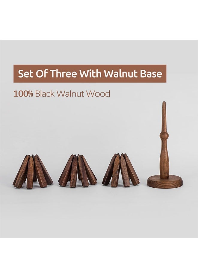 Muyixin 3 in 1 Hot Pan & Pot Pad Wooden Trivets Coaster, Heat Resistant Base Stand (Black Walnut)  - Image 4