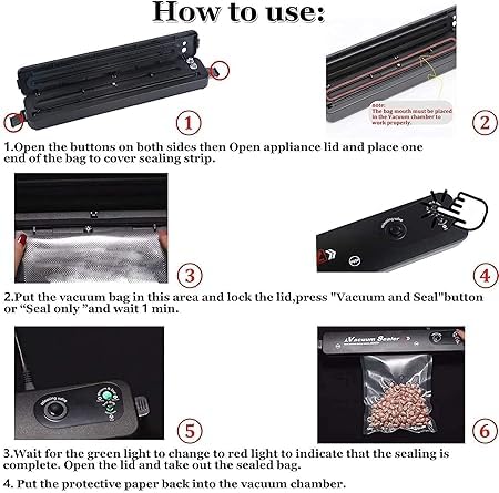 RIGJAK Vacuum Sealer Machine Automatic Fresh FoodSealer Vacuum Packing Machine For Fruits Meat Preservation With Dry Moist Sealing Modes Keeps Food Fresh for Longer Reduces Waste Pack of 1 - Image 4