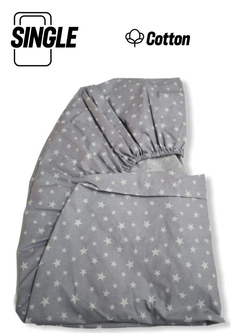 Bebek Özel - Baby Special Cotton Baby and Kids Elastic Sheet with Star Pattern 70 x 140 cm - Image 1