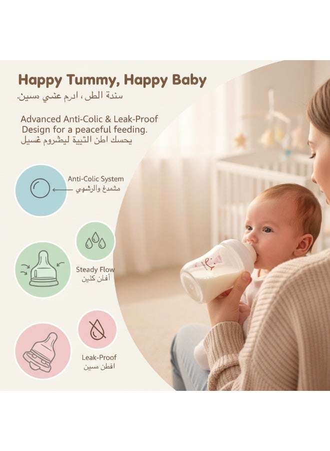 MoMore Glass Baby Feeding Bottle 160ml - Anti-Colic Wide Neck with Natural Breast-Like Nipple for Infants 1M+ - BPA Free, Slow Flow, Heat Resistant & Easy to Clean Nursing System - Image 4