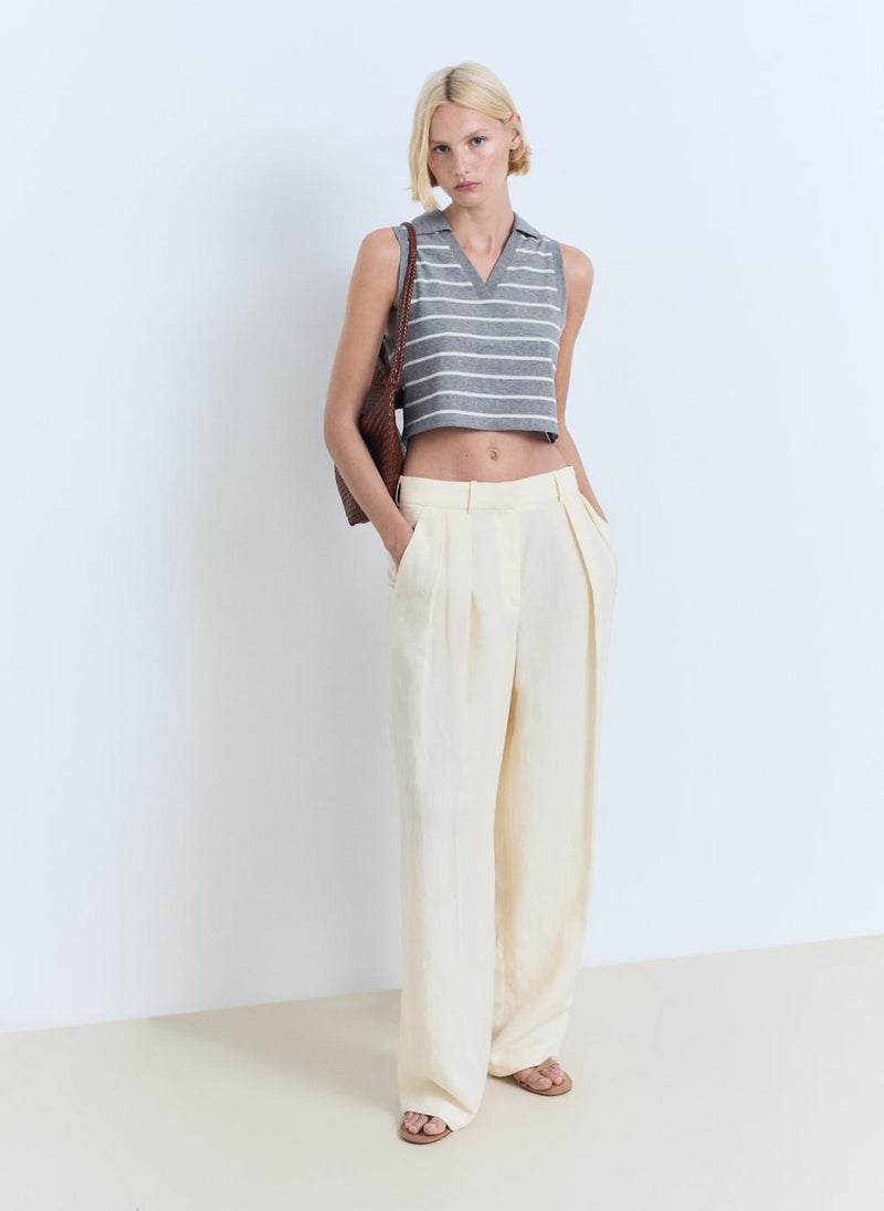 MANGO Striped Cropped Polo  - Image 5