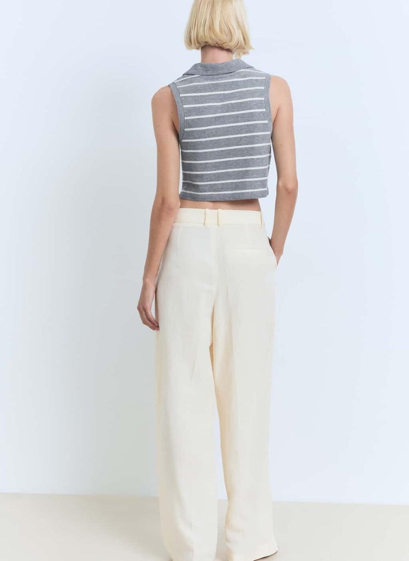 MANGO Striped Cropped Polo  - Image 2