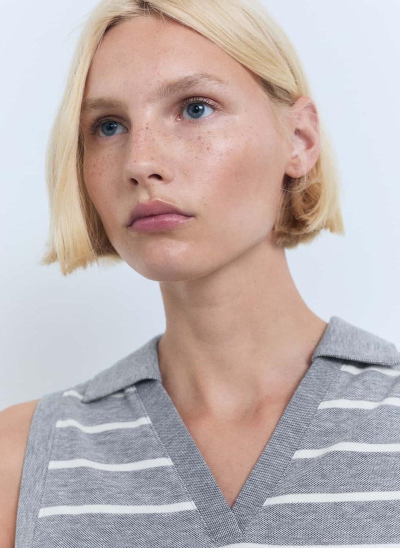 MANGO Striped Cropped Polo  - Image 4