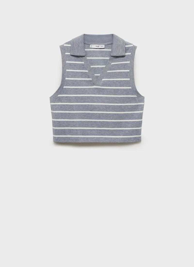 MANGO  Striped Cropped Polo for Women | Best Price UAE