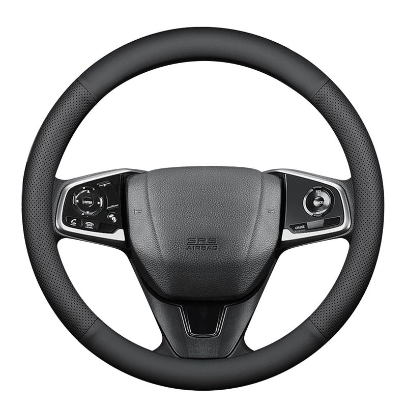 HAOTULE New Nappa Leather car Steering Wheel Cover, Anti-Slip, Safety, Soft, Breathable Full Surround Universal 15 inch Black - Image 3