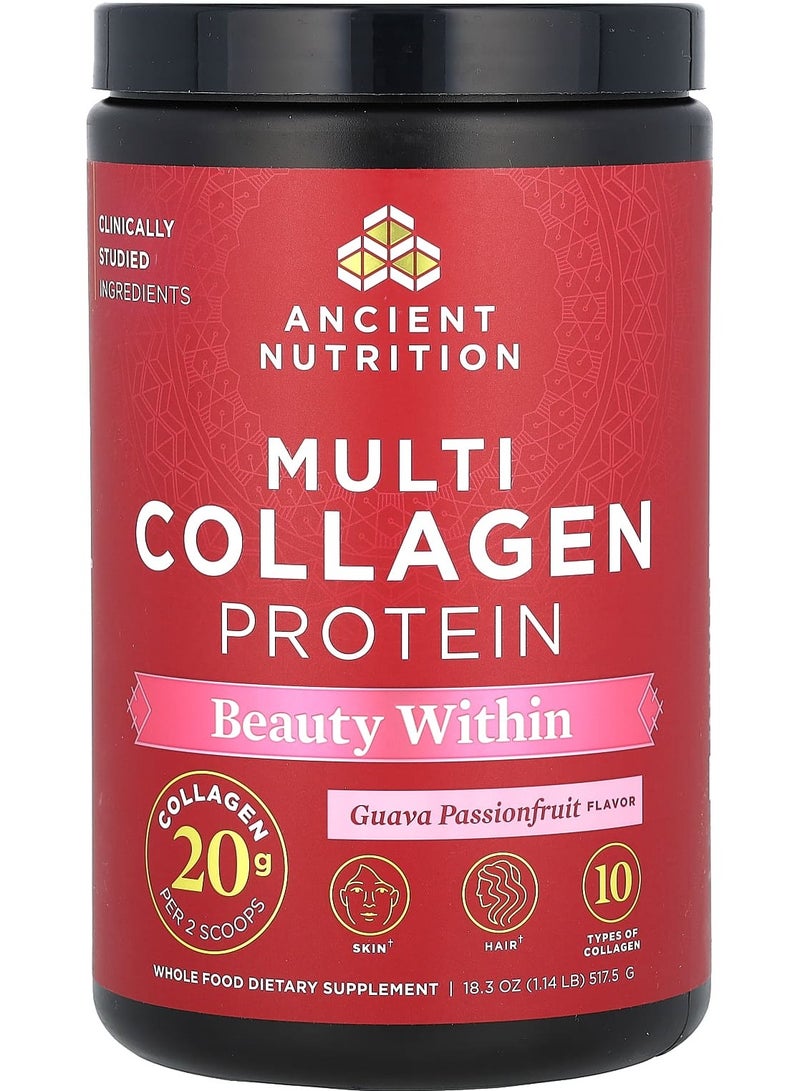 Ancient Nutrition Multi Collagen Protein Beauty Within Guava Passionfruit 1.14 lb 517.5 g