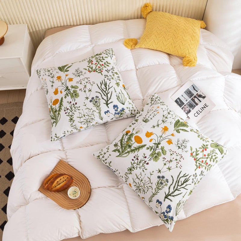 ECOCOTT 2 PACKCASE SIZE EURO مع أوراق الأزهار النباتية الخضراء التي تم تعيينها وسادة القطن بنسبة 100 ٪ يغطي إغلاق المغلف (Euro 26 "" x26 ") - Image 4