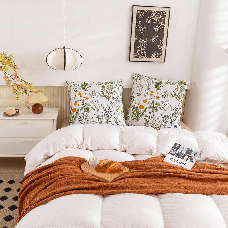 ECOCOTT 2 PACKCASE SIZE EURO مع أوراق الأزهار النباتية الخضراء التي تم تعيينها وسادة القطن بنسبة 100 ٪ يغطي إغلاق المغلف (Euro 26 "" x26 ") - Image 5