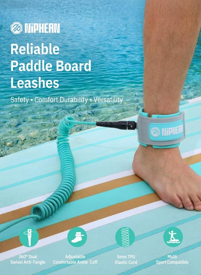 niphean Surfboard Leash 3–10ft, Coiled Paddle Board Leash SUP Ankle Strap, Durable Spiral Surf Leash Leg Rope with Plug, Tangle-Free, Comfortable Boogie Board Leash for Paddleboard, Longboard - Image 2