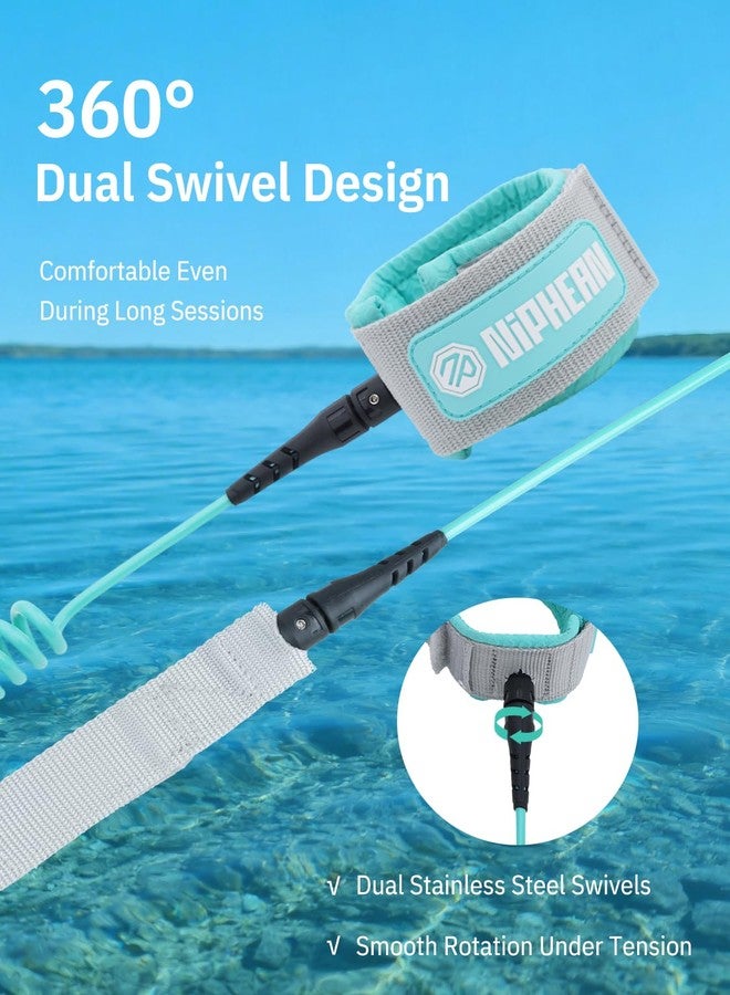 niphean Surfboard Leash 3–10ft, Coiled Paddle Board Leash SUP Ankle Strap, Durable Spiral Surf Leash Leg Rope with Plug, Tangle-Free, Comfortable Boogie Board Leash for Paddleboard, Longboard - Image 4