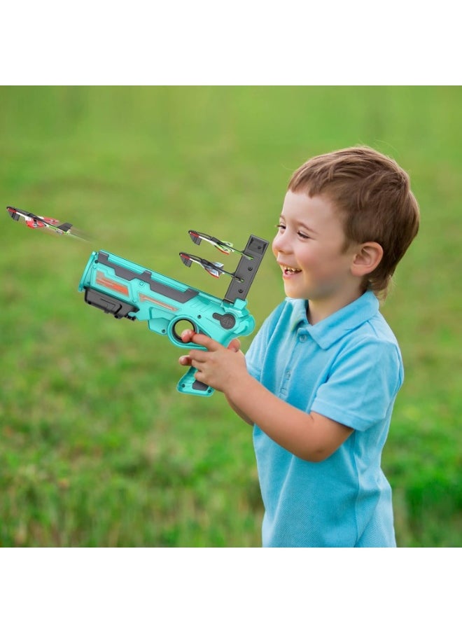 Catapult Airplane Toy Set with 8 Glider Planes - Outdoor Ejection Game for Boys Ages 3+, Perfect Gift for Kids