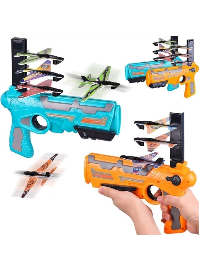 TOY GARDEN Assorted Color Airplane Launcher Gun Toy with 4 Foam Glider Planes – Catapult Flying Plane Toy for Kids Boys & Girls – One-Click Ejection Shooter, Outdoor Throwing Glider Airplane Game, Hand Launch Aircraft Toy, Fun Battle Flight Launcher Set for Children Parties & Gifts - Image 1