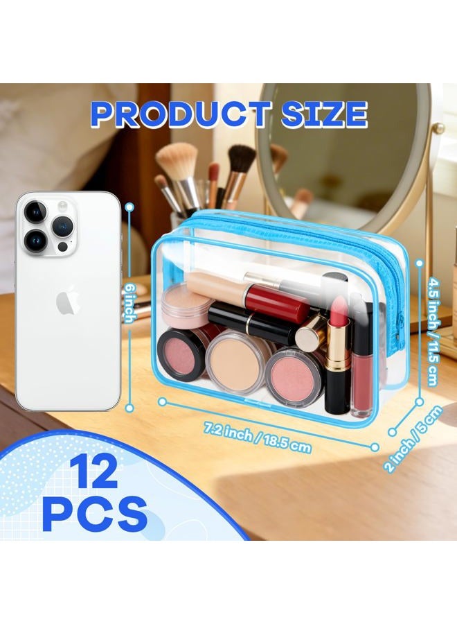 Eilyliafe Clear Cosmetic Bag Transparent Makeup Bag for Women Men Waterproof Travel Makeup Clear Toiletry Organizer Cosmetic Storage Pouch Case with Zipper, Blue, Medium, Convenient - Image 2
