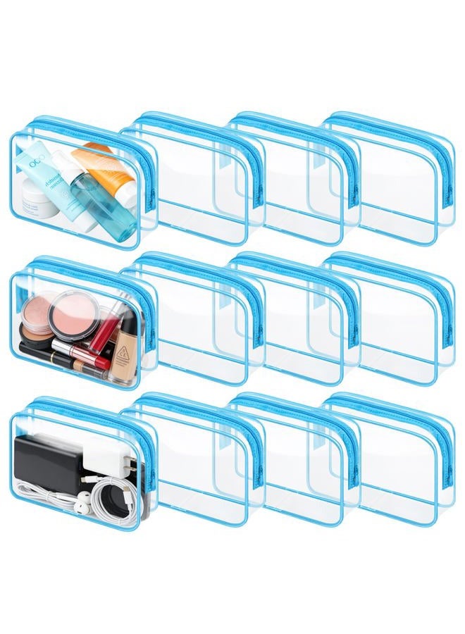 Eilyliafe Clear Cosmetic Bag Transparent Makeup Bag for Women Men Waterproof Travel Makeup Clear Toiletry Organizer Cosmetic Storage Pouch Case with Zipper, Blue, Medium, Convenient - Image 1