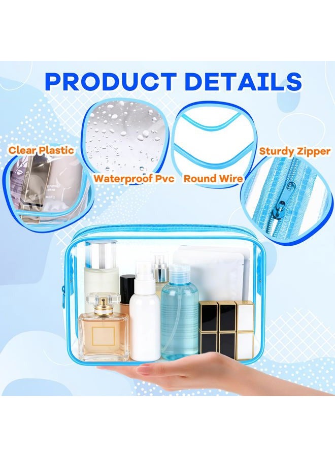 Eilyliafe Clear Cosmetic Bag Transparent Makeup Bag for Women Men Waterproof Travel Makeup Clear Toiletry Organizer Cosmetic Storage Pouch Case with Zipper, Blue, Medium, Convenient - Image 3
