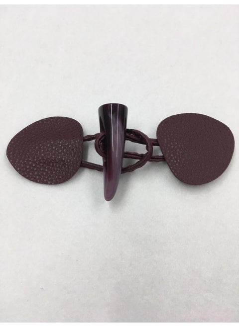Karan Haberdashery Leather Banded Shepherd Button Set Claret Red 2 Pieces