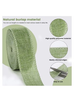 KASTWAVE 2 Rolls Burlap Fabric Craft Ribbon, Burlap Roll Ribbon, Natural Jute Fabric Crafts Ribbon for Wedding Gifts Burlap Fabric DIY Packing Vintage Wedding Party Decoration, Colorful Satin Ribbon (5m*6cm)  - Image 5