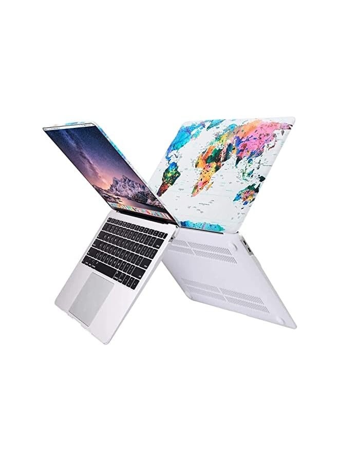 Mosiso Compatible with MacBook Air 13 inch Case 2022 2021 2020 2019 2018 Release A2337 M1 A2179 A1932 Retina Display, Plastic Pattern Hard Case&Keyboard Cover&Screen Protector, World Map White Base - Image 2