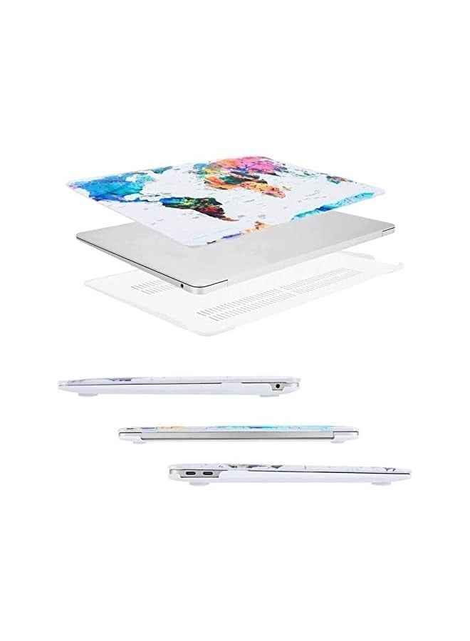 Mosiso Compatible with MacBook Air 13 inch Case 2022 2021 2020 2019 2018 Release A2337 M1 A2179 A1932 Retina Display, Plastic Pattern Hard Case&Keyboard Cover&Screen Protector, World Map White Base - Image 4