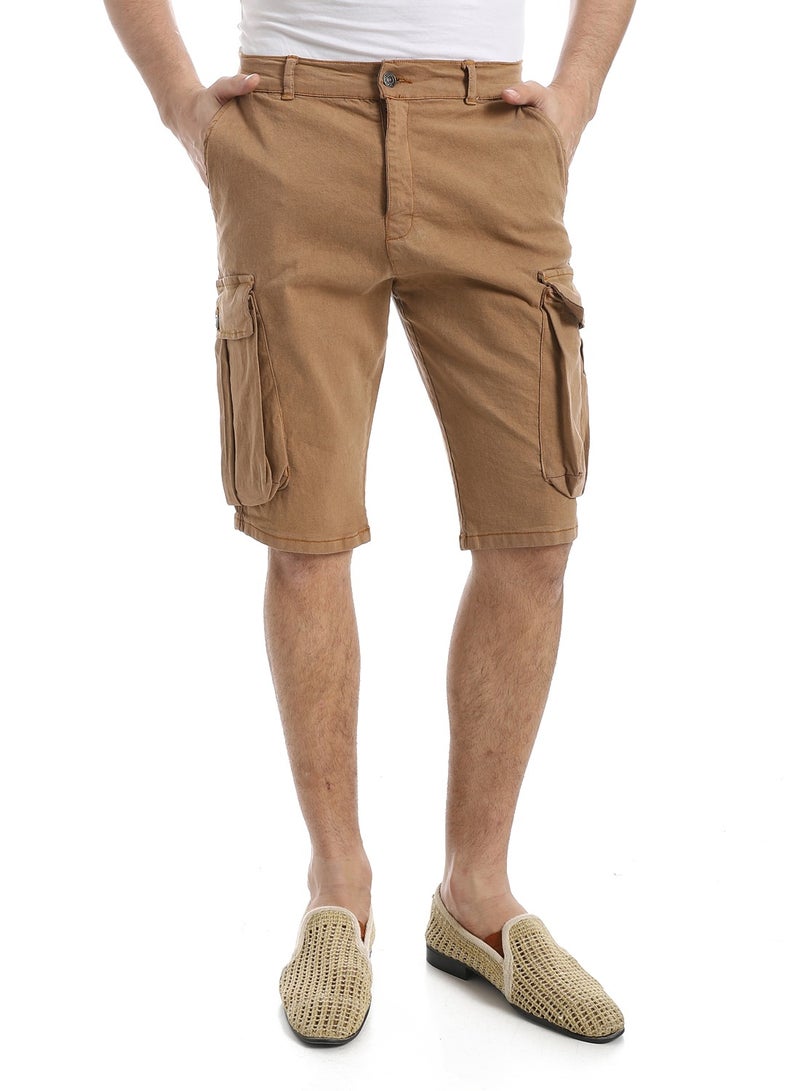 Andora Plain Gabardine Cargo Shorts _ Cidar Brown - Image 1