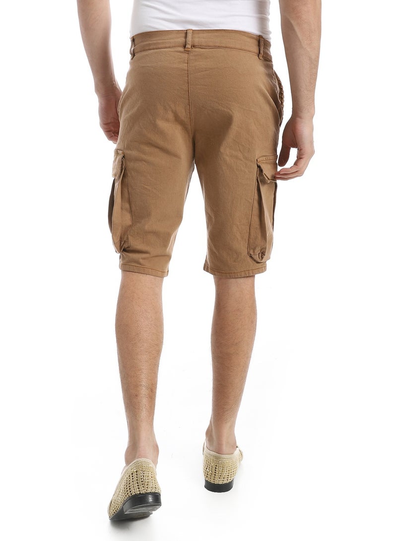 Andora Plain Gabardine Cargo Shorts _ Cidar Brown - Image 3