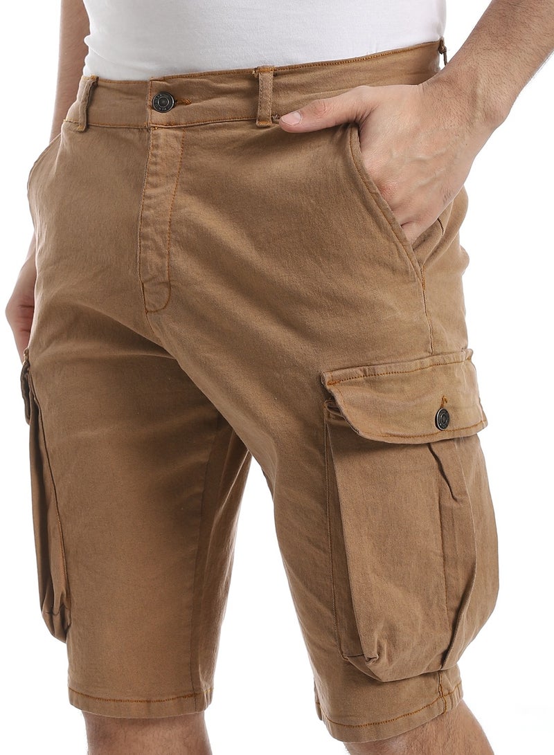 Andora Plain Gabardine Cargo Shorts _ Cidar Brown - Image 4