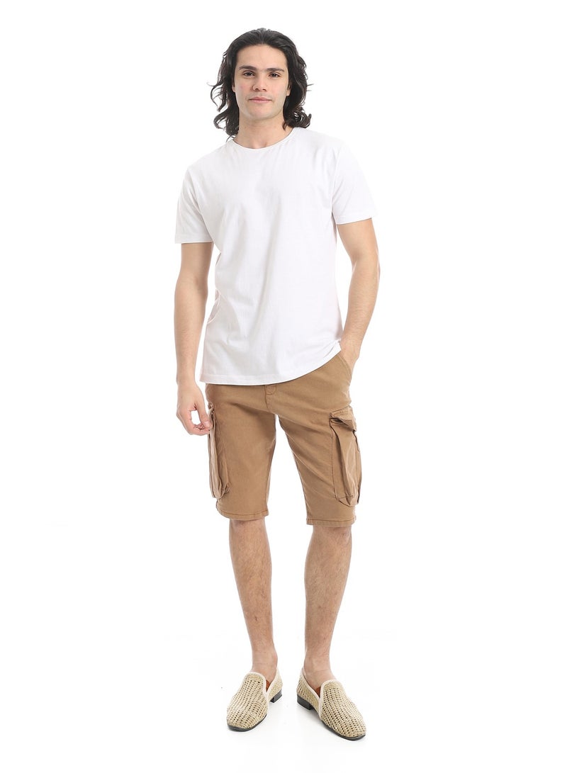 Andora Plain Gabardine Cargo Shorts _ Cidar Brown - Image 5