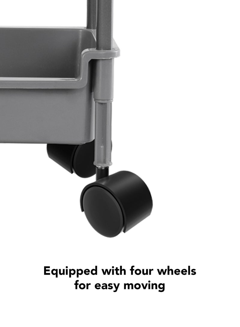 Helal El Helal bathroom supplies organizer with 3 shelves with wheels, gray bathroom trolley - Image 4