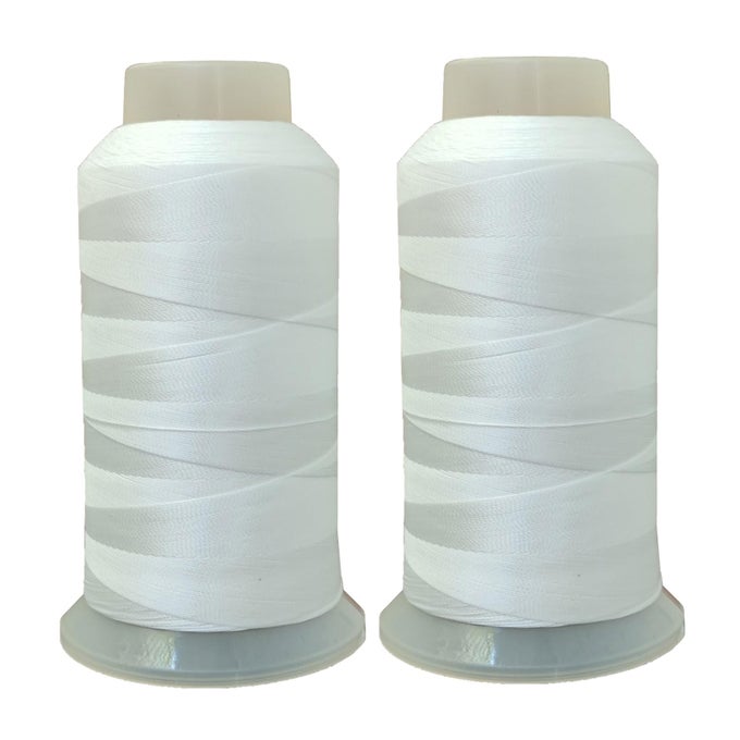 POLYESTER THREAD HEAVY DUTY BONDED UV RESISTANT OUTDOOR THREAD 69 T70 SIZE 210D3PLY FOR MARINE UPHOLSTERY LEATHER SEWING CRAFTS 3000YARDS PACK OF 2 WHITE
