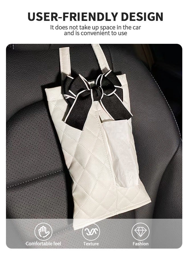 GROIC Car Tissue Holder, Premium PU Leather Napkin Holder for Backseat with Adjustable Strap, Tissues Box Universal Vehicle Hanging Organizer Decoration  - Image 4