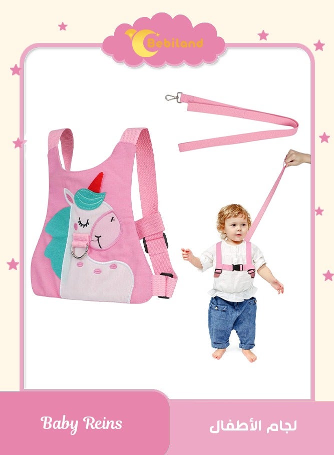 Bebiland Baby Reins, Baby Walking Reins and Toddler Safety Harness, Pony Baby Reins Safety Leash for Toddlers Boys and Girls (Pink) - Image 1