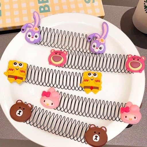 Abhaymart U Shape Hair Finishing Fixer Comb Bobby Bangs Holder Styling Stretchable Hair Pin U Shape Wavy Clips Spring Headband Styling Pins Bun Hair Pins for GirlMulti DesignBig Cartoon 3 PCS - Image 2