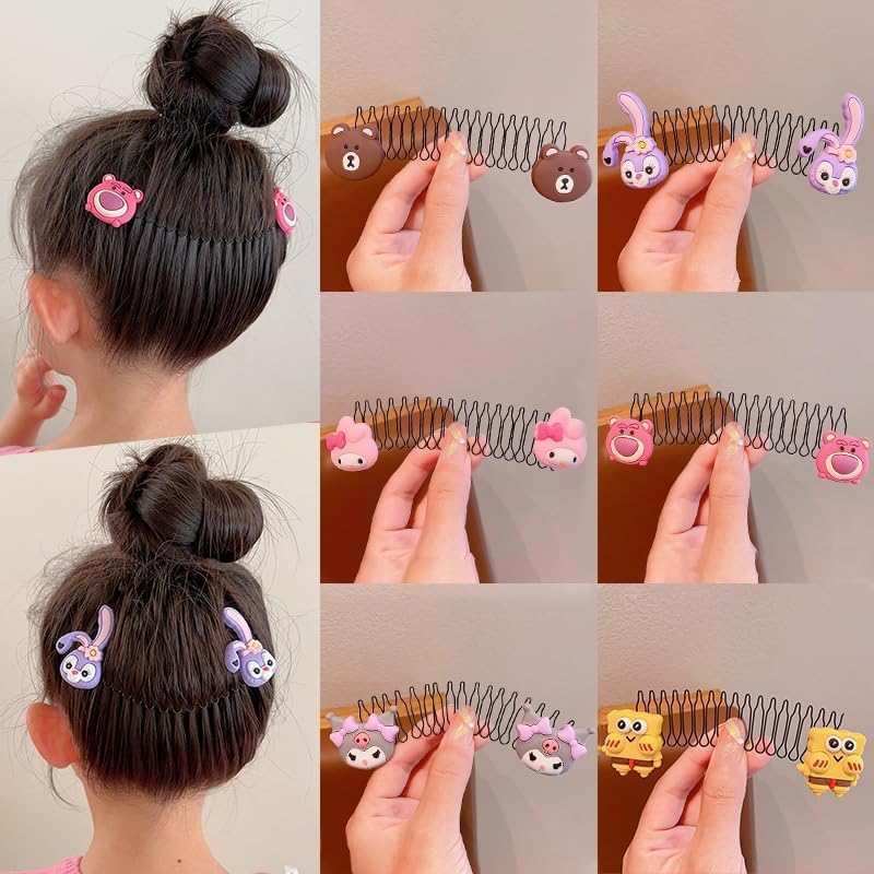 Abhaymart U Shape Hair Finishing Fixer Comb Bobby Bangs Holder Styling Stretchable Hair Pin U Shape Wavy Clips Spring Headband Styling Pins Bun Hair Pins for GirlMulti DesignBig Cartoon 3 PCS - Image 3