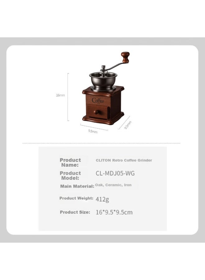 Cliton Hand-crank Coffee Grinder, Coffee Bean Grinding Machine, Manual Coffee Grinder For Home Use, Vintage-style Coffee Bean Grinding Machine - Image 3
