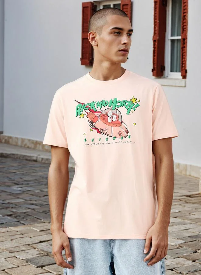 Rick and Morty Print Regular Fit T-Shirt