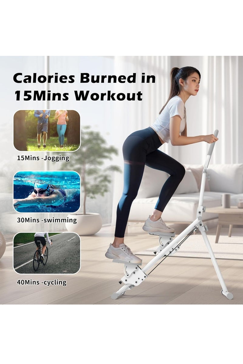 Arabest Stair Stepper for Home Gym,Vertical Climber Machine for Full-Body Workout,Foldable Cardio Stepper with Adjustable Handle and Treads for Women & Men (White) - Image 3