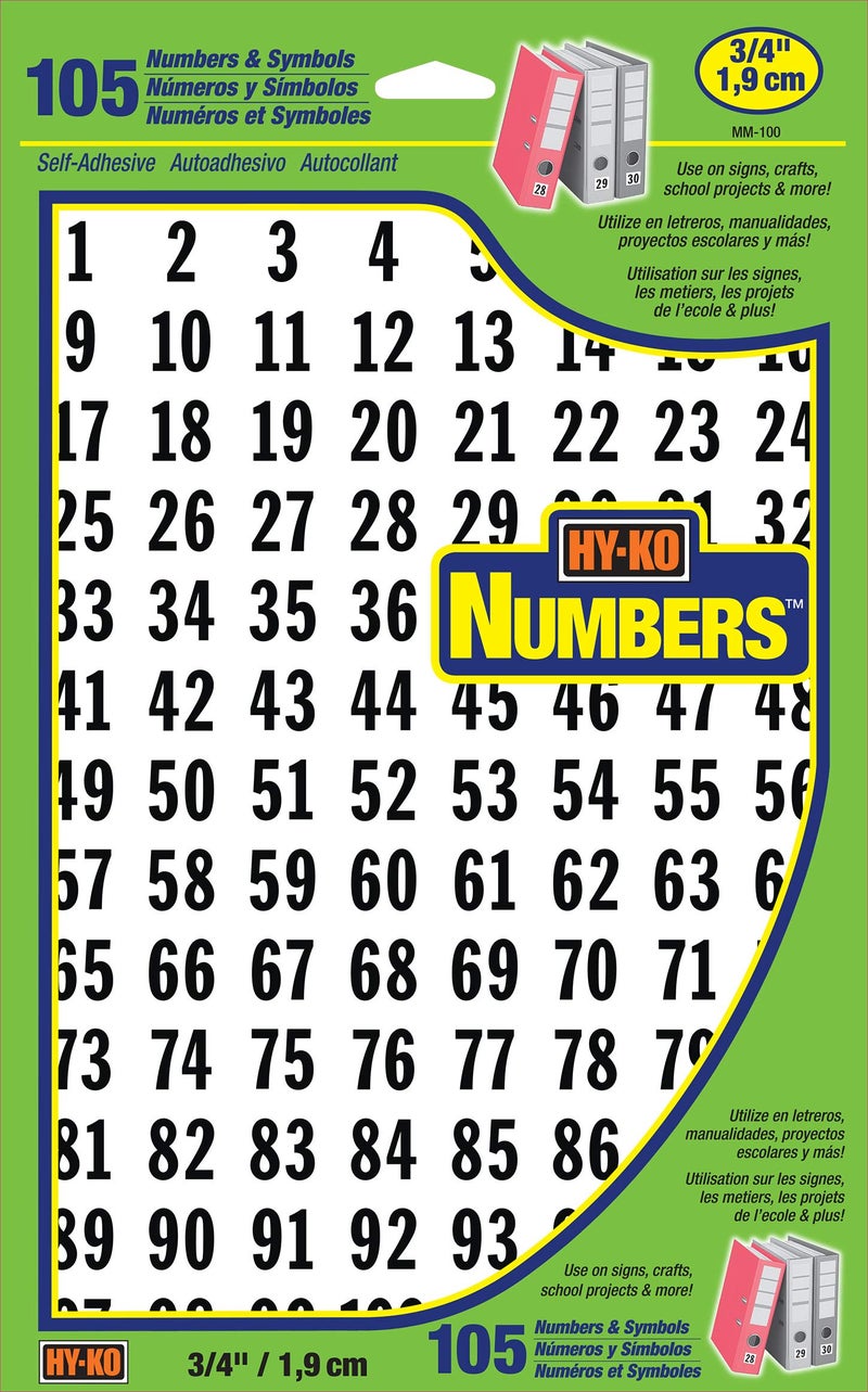 HYKO Products MM100 SelfAdhesive Consecutive Vinyl Numbers 1100 34 Inch Black