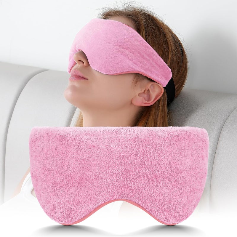 Weighted Eye Mask for Women Men Heatable and Freezable Weighted Eye Pillow with Silica Beads Adjustable Strap Soft Breathable Cotton Eye Cover for Sleeping Faster and Better Pink