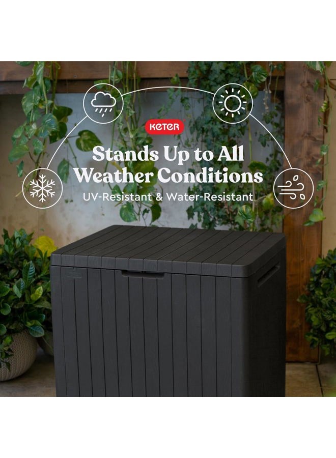 Keter City 30 Gallon Resin Outdoor Storage Box and Patio Furniture Side Table for Pool and Garden Accessories, Dark Grey - Image 5