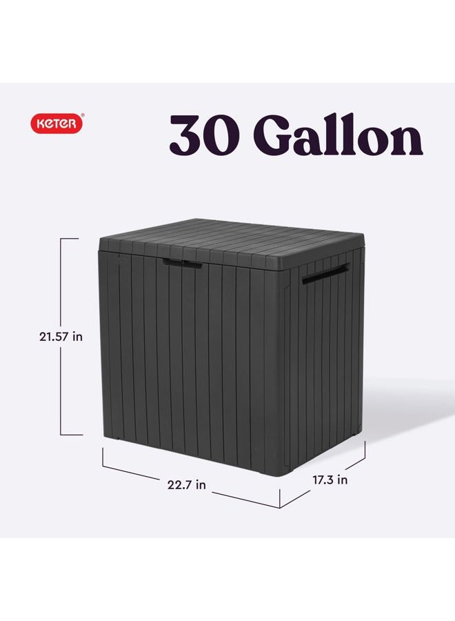 Keter City 30 Gallon Resin Outdoor Storage Box and Patio Furniture Side Table for Pool and Garden Accessories, Dark Grey - Image 2