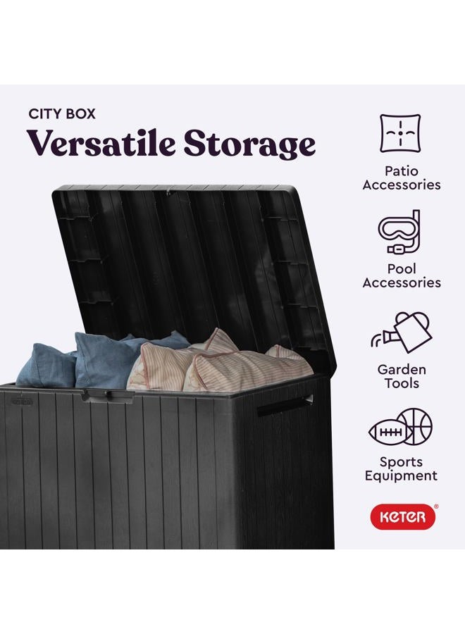 Keter City 30 Gallon Resin Outdoor Storage Box and Patio Furniture Side Table for Pool and Garden Accessories, Dark Grey - Image 4